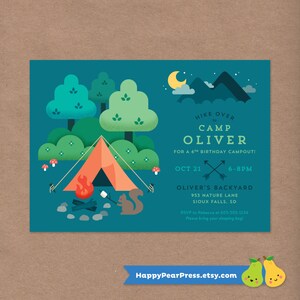 Camping Birthday Party Invitation - Backyard Campout - Printable Invitation