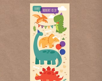 Dinosaur Printable Birthday Party Invitation // DIY Custom Printable Invite // Dino Party // Kids Party // Fossil T-Rex Prehistoric