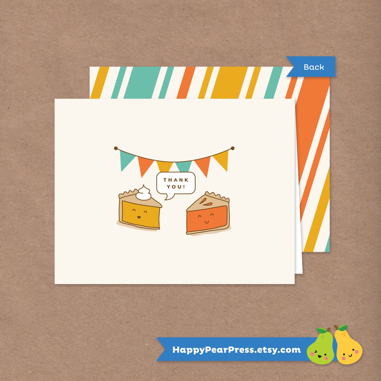 Cutie Pie Thank You Card // DIY Printable Folded Thank You - Etsy