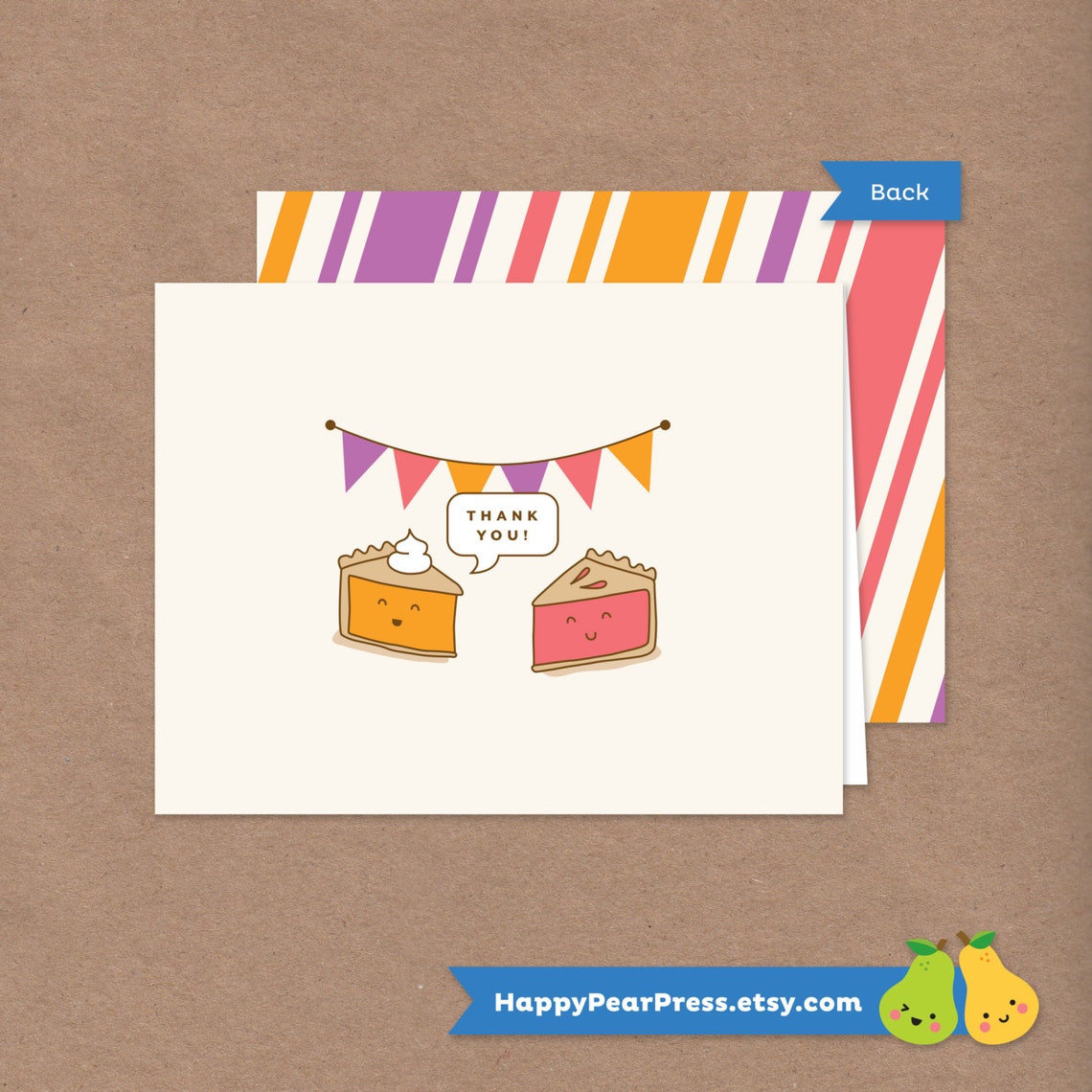 Cutie Pie Thank You Card // DIY Printable Folded Thank You | Etsy