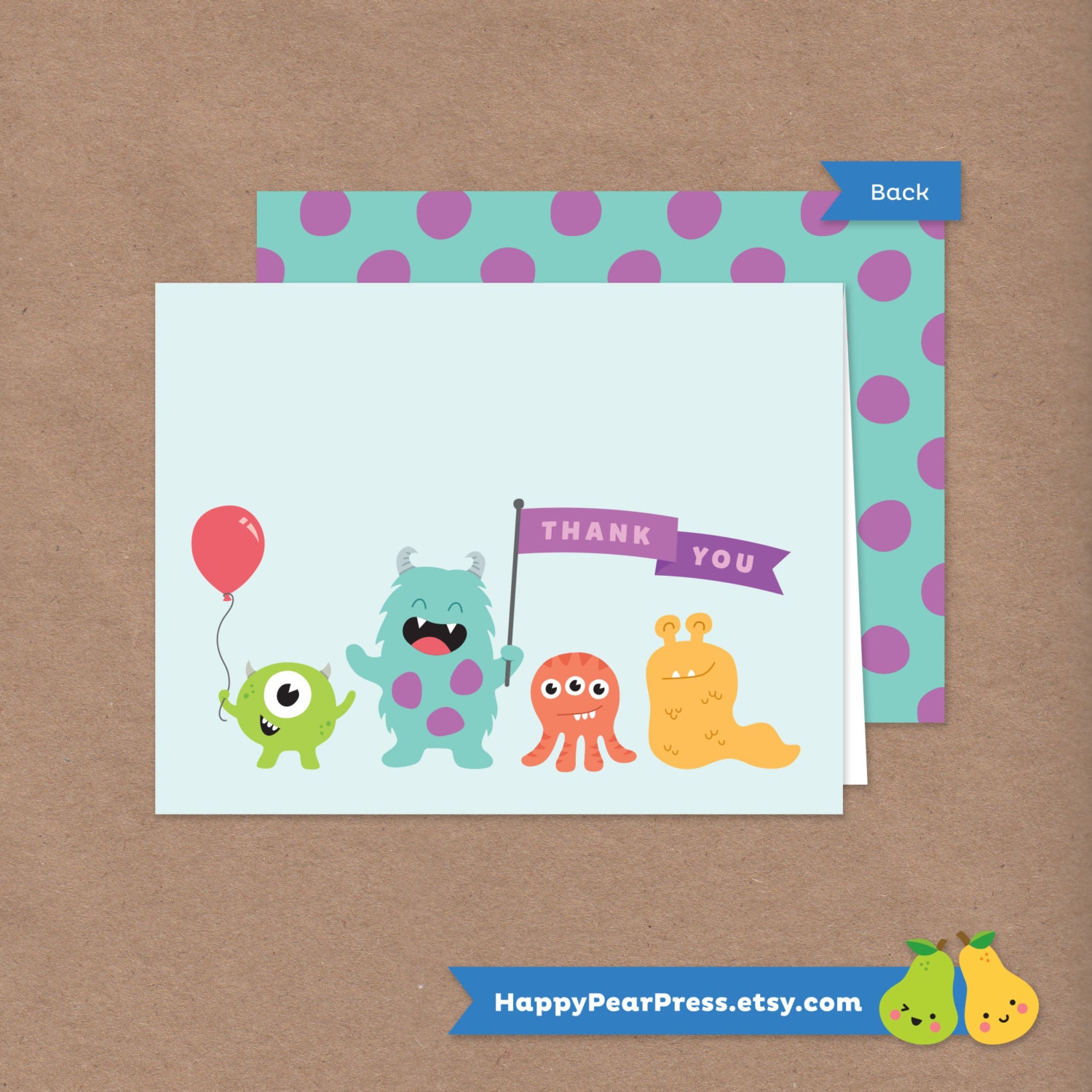 Monster Bash Printable Folded Thank You Note Instant Download Etsy Ireland