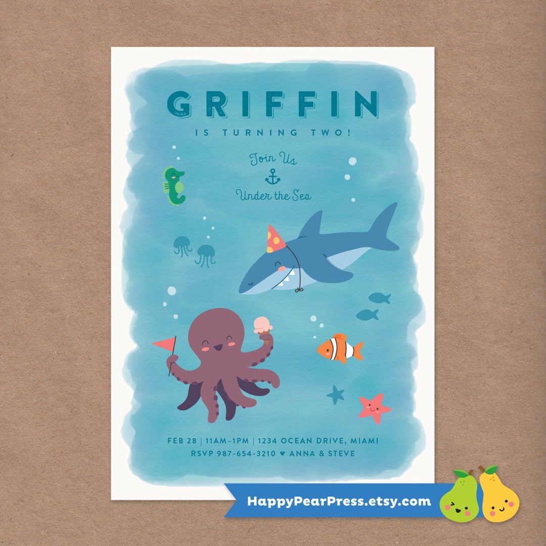 Under the Sea Printable Birthday Party Invitation // DIY Custom