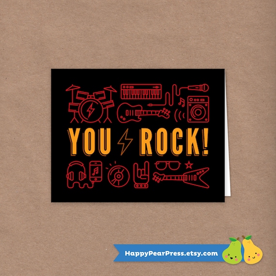 Rock Star Thank You Card // DIY Printable Folded Thank You | Etsy