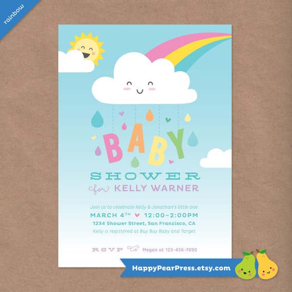 cloud baby shower invitations