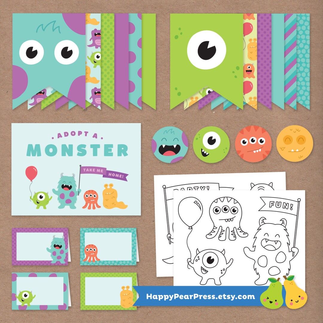 Monster Bash Party Pack // DIY Printable Birthday Party Kit // Bunting ...
