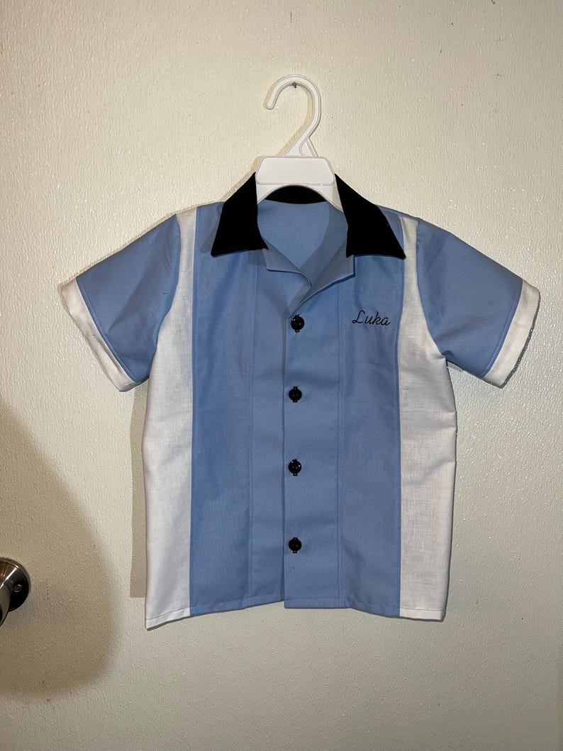 Retro Two-Tone Bowling Shirt - Kids & Adult Vintage Style zdjęcie 5