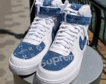 Custom Nike Air Force ones Denim Supreme Size 10.5 Brand new with box