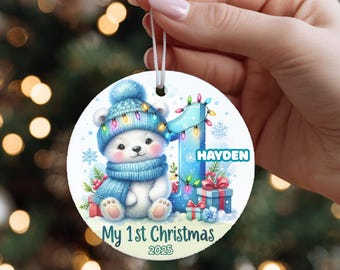 Personalized Baby Ornament - Custom Name Baby Boy Ornament - Personalized Christmas Ornament - Christmas Ornament - Baby's First Christmas
