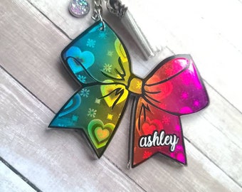 Personalized Cheer Bow Keychain • Cheerleader Keychain • Cheer Gift • Cheer Bag Tag • Cheerleader Gift