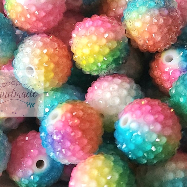 20mm Rainbow Rhinestone Chunky Bubblegum Beads Mix • Acrylic Rhinestone Beads • 20mm Beads • 20mm Bubblegum Beads • Bulk Beads