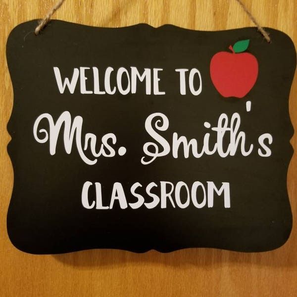 Personalized teacher classroom sign / Teacher gift / Chalkboard sign / Personalized door sign / classroom decor / Teacher name sign