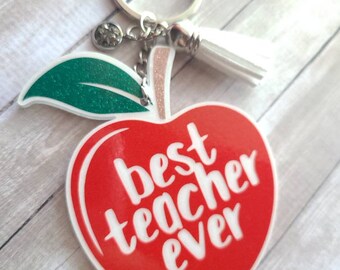 4-Pack Teacher Keychains - Stainless Steel Heart & Apple Pendant, Gift For Educators - View #14