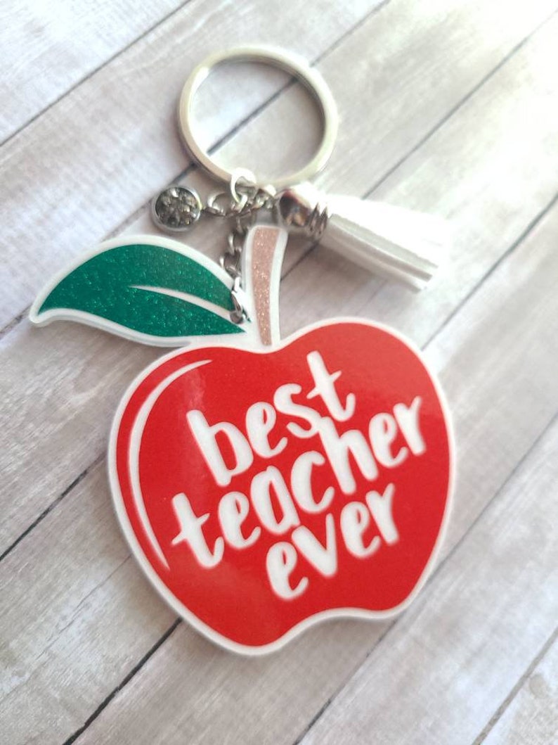 Personalized Teacher Keychain / Apple Keychain / Teacher Gift / Teaching Assistant Gift / Gift for Teachers / Best Teacher Ever image 1