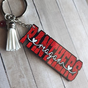 Personalized Panthers Keychain • School Pride Keychain • School Mascot Gift • Panthers Bag Tag • Student Gift • Teacher Gift • Sports Team