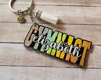 Personalized Gymnast Keychain • Gymnast Keychain • Gymnast Gift • Gymnast Bag Tag • Gymnastics Gift