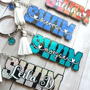 Personalized Swim Keychain • Swimmer Keychain • Swim Gift • Swim Bag Tag • Swimmer