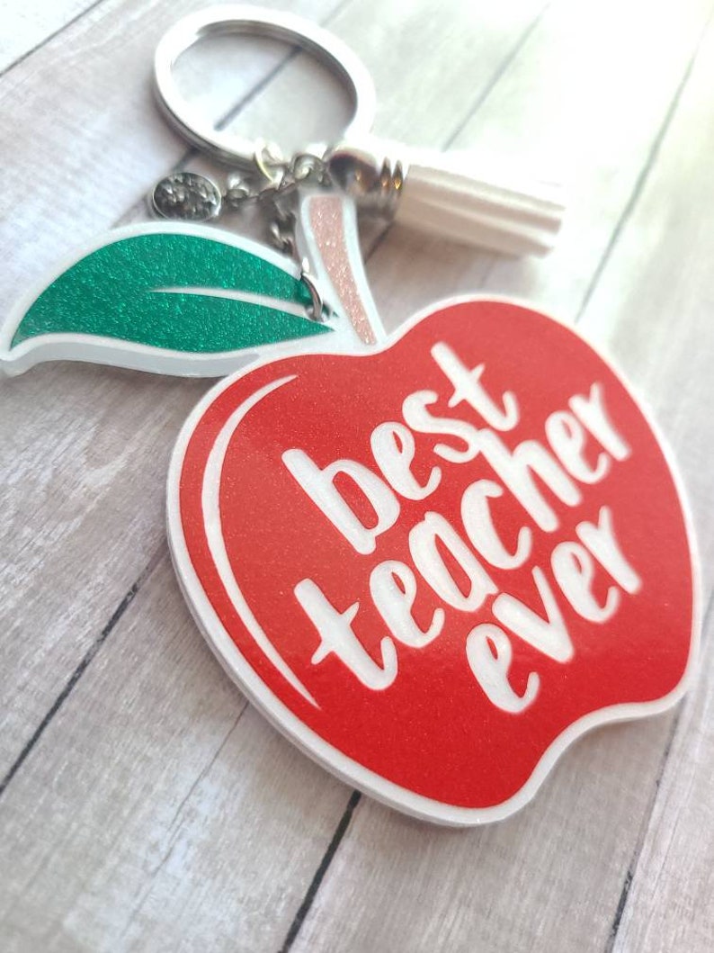 Personalized Teacher Keychain / Apple Keychain / Teacher Gift / Teaching Assistant Gift / Gift for Teachers / Best Teacher Ever image 2
