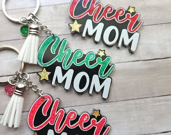 Personalized Cheer Mom Keychain • Cheerleader Keychain • Cheer Gift • Cheer Bag Tag • Cheerleader Gift