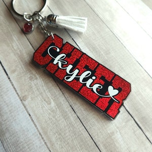 Personalized Cheer Keychain • Cheerleader Keychain • Cheer Gift • Cheer Bag Tag • Cheerleader Gift • Cheerleader Name Tag