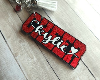 Personalized Cheer Keychain • Cheerleader Keychain • Cheer Gift • Cheer Bag Tag • Cheerleader Gift • Cheerleader Name Tag