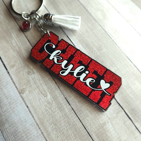 Personalized Cheer Keychain • Cheerleader Keychain • Cheer Gift • Cheer Bag Tag • Cheerleader Gift • Cheerleader Name Tag