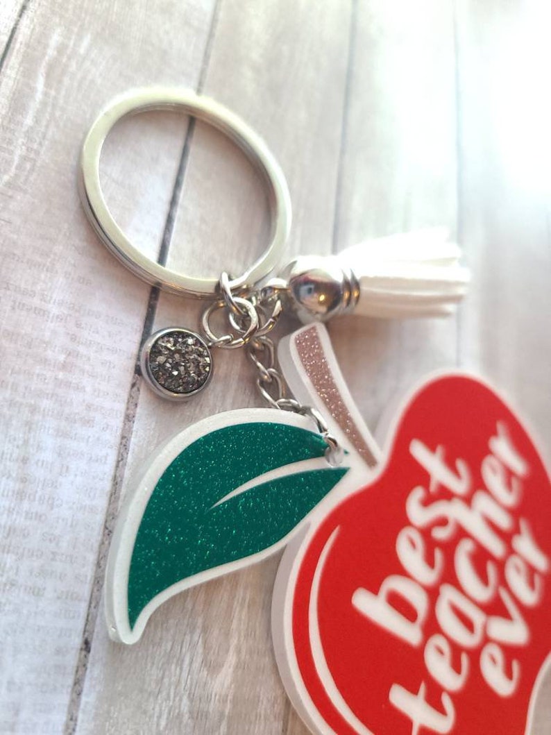 Personalized Teacher Keychain / Apple Keychain / Teacher Gift / Teaching Assistant Gift / Gift for Teachers / Best Teacher Ever image 3