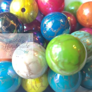 20mm Marbled Faux Pearl Chunky Bubblegum Beads Mix • Acrylic Glitter Beads • 20mm Glitter Beads • 20mm Bubblegum Beads • Bulk Beads