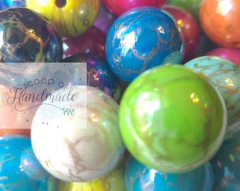 20mm Marbled Faux Pearl Chunky Bubblegum Beads Mix • Acrylic Glitter Beads • 20mm Glitter Beads • 20mm Bubblegum Beads • Bulk Beads