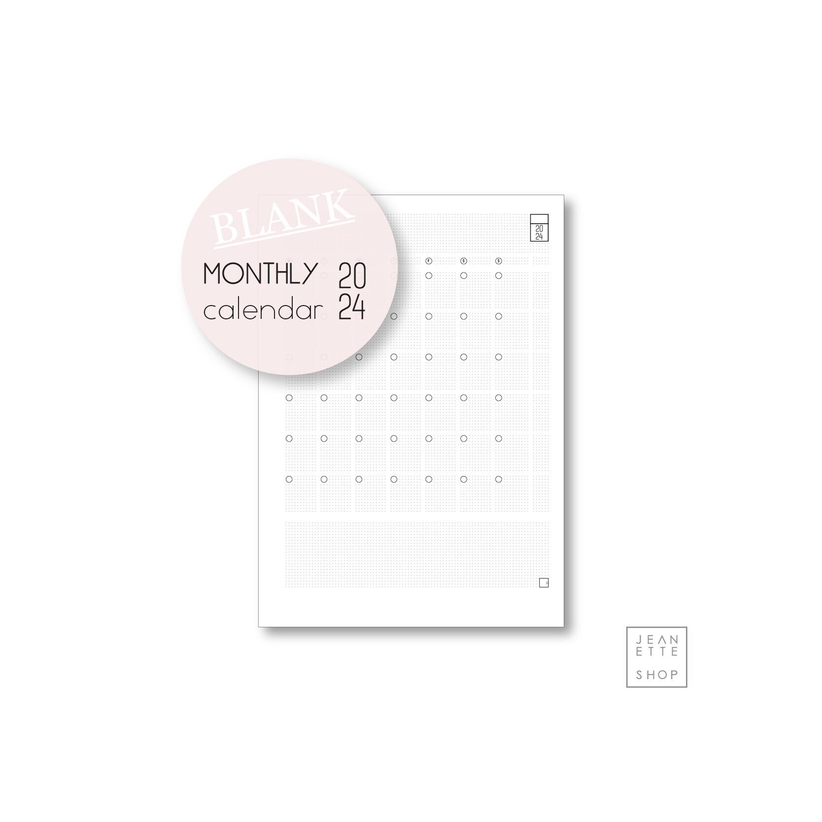 2024 Monthly Calendar A4 Printable Minimalist Design - Etsy