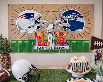 Super Bowl Banner 36x48 | Football Party Decor | Game Day Wall Banner | Super Bowl Party Backdrop