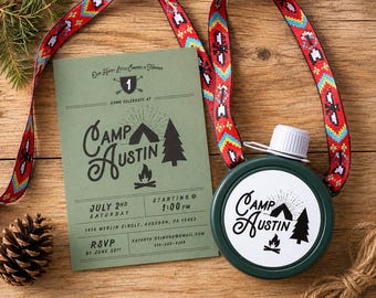 Happy 1st Camper Birthday Invitation | Camping First Birthday Invite | Camp Theme Birthday | 5x7 Personalized Digital Invitation