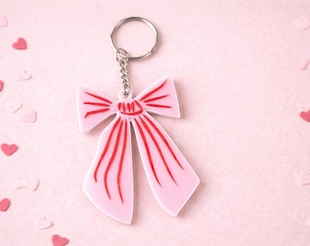 3D Printed Bow Keychain | Cute Valentine’s Gift | Pink Bow Keyring | Party Favor | Galentine’s Gift