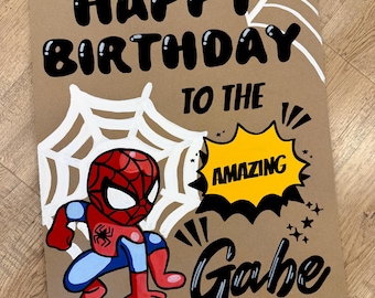 Spider Hero Birthday Banner | Superhero Birthday Decor | Spidey Inspired Party Sign | Custom Birthday Poster | Kids Superhero Party | 21x28
