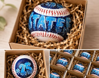 Custom Hand Painted Baseball with Stand | Personalized Baseball Keepsake |
