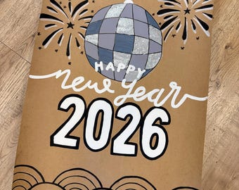 New Year’s 2026 Handmade Poster Sign – Final Countdown Wall Decor (21 x 28 in)