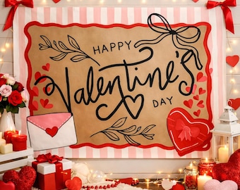 Happy Valentine’s Day Kraft Banner - 48”x36”