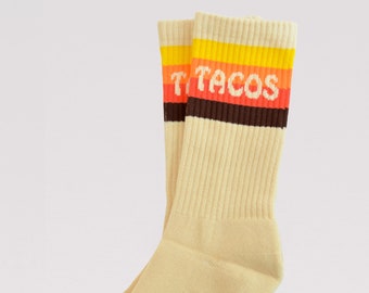 Tacos Gestreepte Crew Sokken, Unisex Taco Sokken, Grappige Sokken, Coole Sokken, Herensokken, Leuke Sokken Vrouwen, Gekke Sokken, Funky Sokken, Beste Taco Geschenken