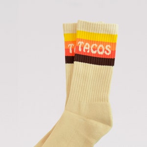 Tacos Striped Crew Socks, Unisex Taco Socks, Funny Socks, Cool Socks, Mens Socks, Fun Socks Women, Crazy Socks, Funky Socks, Best Taco Gifts