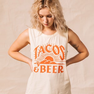 Tacos & Beer Womens Foodie Tank | Funny Taco Shirt | Taco Tshirt | Craft Beer | Cinco De Mayo | Workout Tanktop | Food Shirt