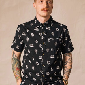 No Problemo Fun Mens & Womens Button-Up Top, Taco Button Down Shirt, Avocado Shirt, Hipster Food Shirt, Foodie, Cactus Shirt, Mexican Food image 6