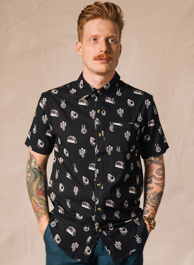 No Problemo Fun Mens & Womens Button-Up Top, Taco Button Down Shirt, Avocado Shirt, Hipster Food Shirt, Foodie, Cactus Shirt, Mexican Food image 6