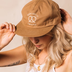 Chainstitch Don&#39;t Get it Twisted Pretzel Hat, Strapback Hat, Mens Hat, Womens Hats, Snapback, Vintage Baseball Cap, Foodie Gift