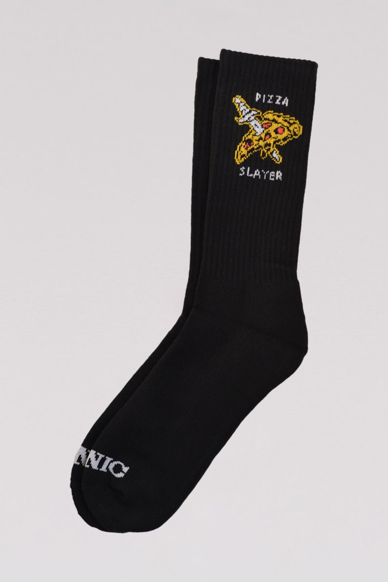 Pizza Slayer Tattoo Dagger Foodie Crew Socks, Funny Socks, Cool Socks, Mens Socks, Fun Socks Women, Crazy Socks, Best Pizza Gift image 4