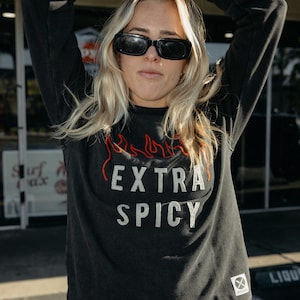 Extra Spicy Crewneck | Chainstitch Embroidery and Felt Vintage Style Hemp Cotton Sweatshirt | Foodie Gift