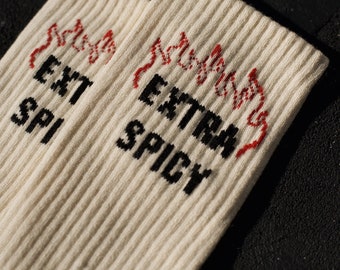 Extra Spicy Hot Sauce Personality Socks, Funny Socks, Cool Socks, Mens Socks, Socks Women, Fun Socks, Crazy Socks, Unisex