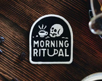 Coffee Patch, Coffee Gift, Iron on Patch, Patches, Stocking Stuffers, Embroidered Patch, Gifts for Men, Skull Patch, Patches for Jackets