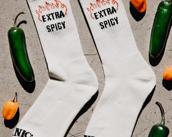 Extra Spicy Hot Sauce Personality Socks, Funny Socks, Cool Socks, Mens Socks, Socks Women, Fun Socks, Crazy Socks, Unisex