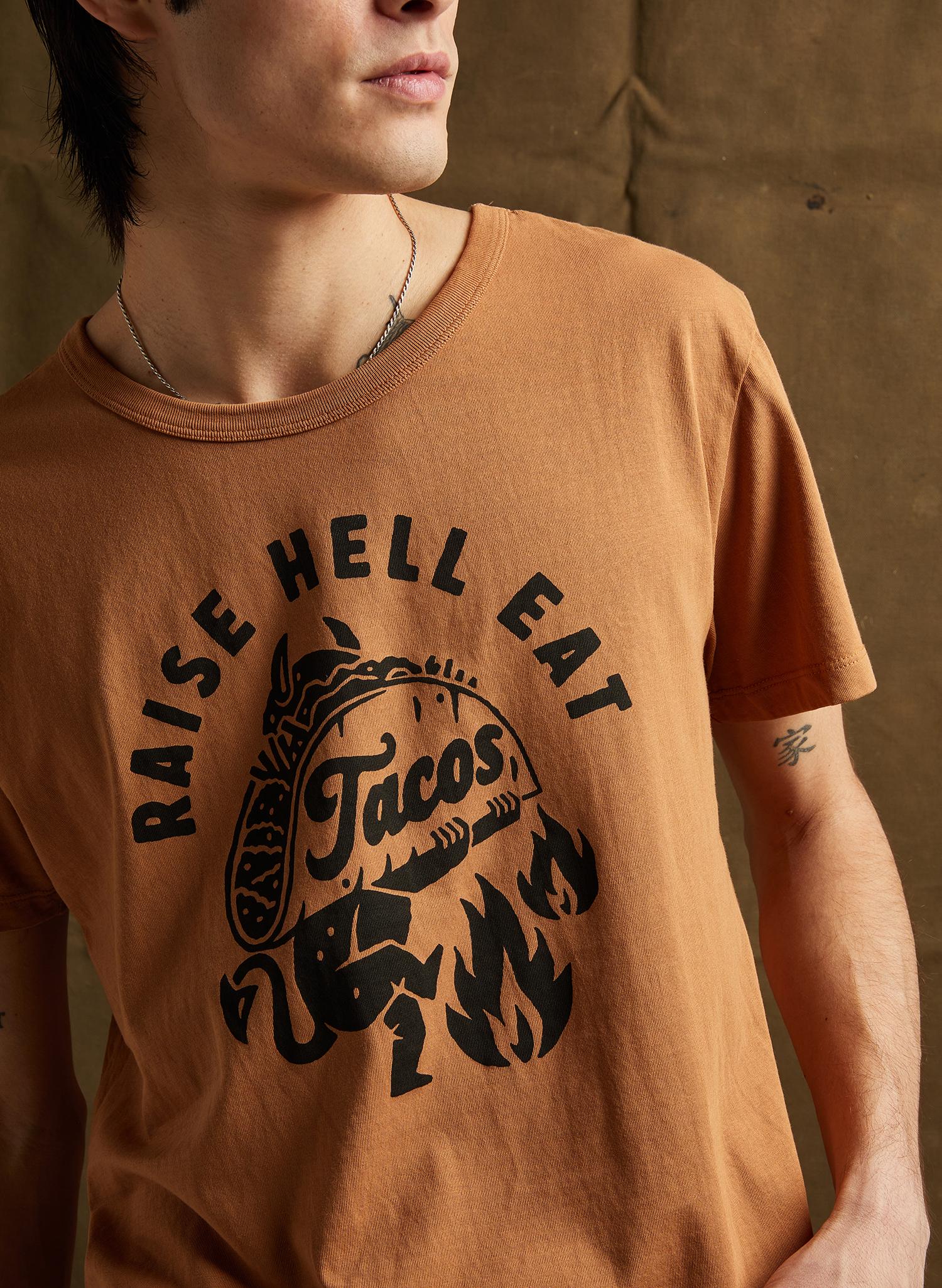 Raise Hell Eat Tacos Unisex volwassen taco-t-shirt, Taco Tuesday, Texas, shirts met gezegden, Food and Wine Festival-shirts, grappige tshirt