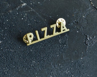 Vintage Style Brass PIZZA Pin for foodies, food lovers, food gifts