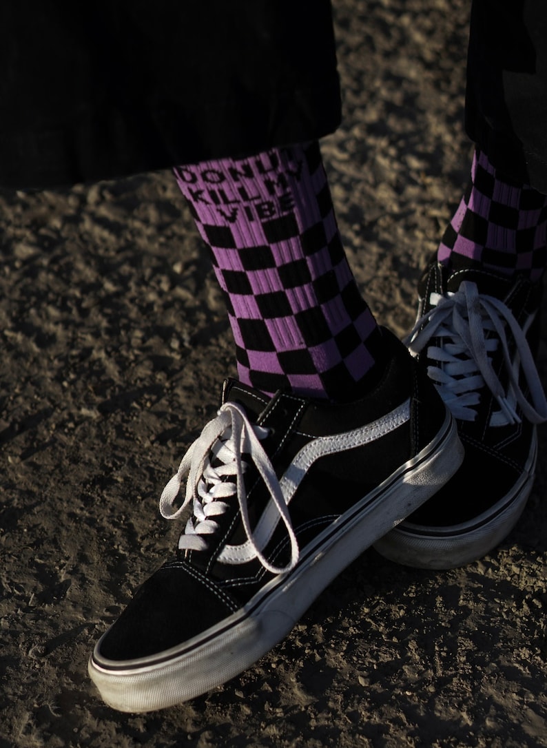 Donut Kill My Vibe Socks | Checkerboard Socks | Comfy Socks | Gifts for Him or Her | Stocking Stuffer